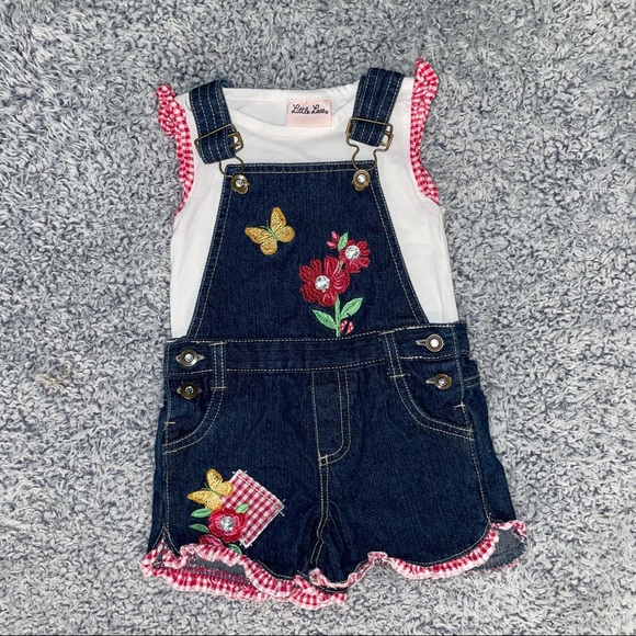 TODDLER GIRL 2T LITTLE LASS OVERALLS SHIRT OUTFIT SET